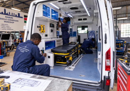 Custom ambulance fabrication and medical equipment setup in Kenya